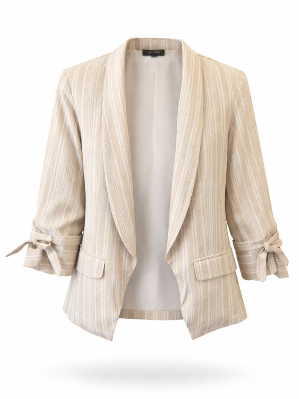 Ellen Tracy Women’s Tan Striped Open Front Blazer Size Large